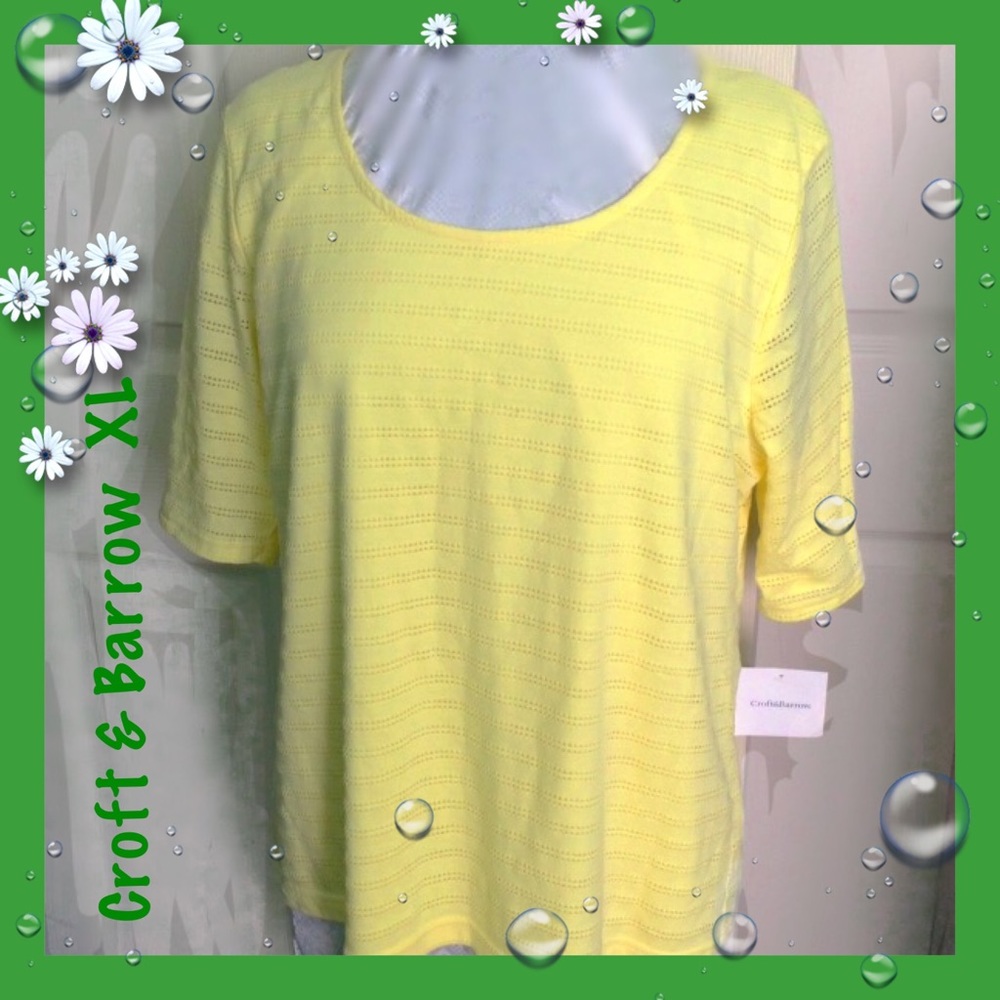 Croft & Barrow Yellow Tee Top Short Sleeve XL